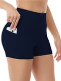 Yogashorts, damshorts, sidofickor med telefonficka, hög midja, yogaträning, träningsbyxor, underkläder, multi Dark Blue S