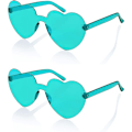 Miniatyrbillede 1 af 7: 2 pak Rimless hjerteformede solbriller til kvinder, et stykke gennemsigtige trendy kærlighedsbriller