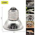 Miniatyrbillede 5 af 5: 25W E27 Varmepære til Skildpadder, UVA UVB Reptil Varmepære Lampe, til Reptiler Firben Skildpadde Akvarium (Pakke med 6)