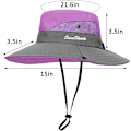 Miniatyrbillede 2 af 5: Dame Solhatte Bred Skygge UV Beskyttelse Mesh Foldbar Hestehale Spand Fiskeri Hat Strand Cap til Fiskeri Vandring Havearbejde Udendørs Purple