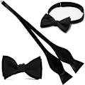 Miniatyrbilde 6 av 6: Archic Black Selvbinder Sløyfer for Menn Selvbinder Sløyfe Ensfarget Tuxedo Bryllup Sløyfer