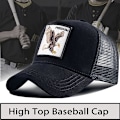 Miniatyrbillede 3 af 4: Baseball kasket til mænd og kvinder, 5 panel justerbar nTrucker kasket mesh bag sports casual kasket sommer solhat til unisex (ulv) Eagle Black