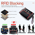 Pikkukuva 4 / 5: Naisten lompakko RFID-estolla Nahkainen lyhyt harmonikkalompakko 17 luottokorttitaskulla Bifold-pieni lompakko naisille