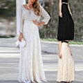 Miniatyrbillede 2 af 5: Dame Kjole Maxi Lang Blonde Fuld Boho Nederdel Plisseret Strand Tyl Elegant S-XL black M