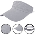 Pikkukuva 4 / 4: Aurinkolippalakki Mesh Quick Dry Visor Hat Hengittävä ja Säädettävä Tennis Visor Hatit Poninhäntä Baseball Cap Grey