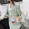 Miniatyrbild 3 av 5: Messenger-väska för damer, transparent laser-axelväska, godisfärger, crossbody-väska White