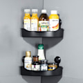 Miniatyrbillede 5 af 5: Hjørnehylder til badeværelse, brusebad, opbevaring og organisering, sort, til badeværelse og køkken (2 stk.) Black