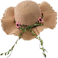 Miniatyrbild 1 av 4: Dam Blommig Fällbar Floppy Bred Brätte Halm Solhatt Sommarhatt UPF 50+ Solskydd Hatt Strandmössa för Strandsemester Khaki