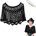 Miniatyrbild 3 av 4: 2PCS Sjal Wraps för kvinnor med ärmar  För kvinnor Casual Open Knit Top Lace Sommar Lätt Solid Sun Proof Sjal