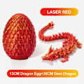 Miniatyrbillede 1 af 4: Overraskelses Drageæg Artikulerede Ædelstensdrage Fidget Legetøj - 3D Printet Drage Laser Rød Laser Red