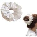 Miniatyrbilde 1 av 6: Hvite blonder Scrunchies store hår Scrunchies for kvinner, elastiske hårbånd Scrunchy myke hårbånd tau, Bobbles hestehaleholdere hår Lolita Scrunchie