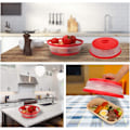 Miniatyrbild 7 av 7: Hopfällbart mikrovågsugnsskydd för mat, stänkskydd för mikrovågsugn, durkslag, diskmaskinssäkert, 2-pack Red 2pcs