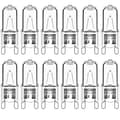 12-pack G9 halogenlampor varmvit klar kapsel dimbar 33W 230V