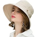 Miniatyrbilde 2 av 5: Dame Solhatt Button Decoration-beige One Size