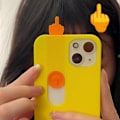 Pikkukuva 4 / 5: 1 kpl 3D-tulostus Liukuva Keskisormi Puhelimen Kotelo Leikki Gesture Malli iPhone 15-14 iPhone 14 Pro Black