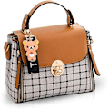 Miniatyrbillede 1 af 7: Kvinder Håndtasker Sød Crossbody Taske til Piger Gitter Skuldertasker PU Læder Messenger Taske Top-Håndtag Taske med Klap Brun