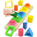 Miniatyrbilde 1 av 4: Form Sorter i tre - Leketøy i tre for barn 1-3 år - Ringpuslespillgave for småbarn