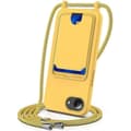 Til iPhone 16e Cover Flydende Silikone Kortholder Bagside Telefon Cover med Lanyard Yellow