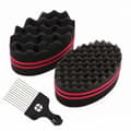 MagCurl Sponge Twist Sponge Dubbelsidig Hårborste Svamp Hårsvamp Twist Curl Sponge MagHair Braid Coils Dreadlock Curl Borste 2 Delar-Happy