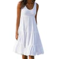 Sommarklänning dam lös passform volang mini strand casual semester Vit Vit White 3XL