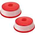 Miniatyrbild 1 av 7: Hopfällbart mikrovågsugnsskydd för mat, stänkskydd för mikrovågsugn, durkslag, diskmaskinssäkert, 2-pack Red 2pcs