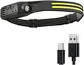 LED hodelykt/lommelykt med bevegelsessensor, USB oppladbar.