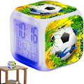 Miniatyrbild 5 av 5: Kreativ Väckarklocka, Fotboll LED Multifunktionell Färgrik Färgskiftande Ljus Väckarklocka Student Tyst Väckarklocka, Mycket Lämplig Som En Chi 21