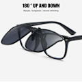 Miniatyrbillede 4 af 4: Polariserede Clip-on Flip Up Solbriller Uv400 Linser Reversible Polariserede Clip Gradient Tea