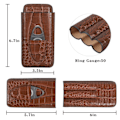 Miniatyrbillede 2 af 5: 3-pipers cigaretui i krokodillemønstret læder - cigarhumidor - cigaræske med rustfrit stålcigarsaks (uden cigarer)