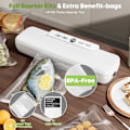 Miniatyrbilde 4 av 5: Vakuumforsegler for mat, Vakuumforsegler for Sous Vide-matlaging, 4-i-1 enkelt alternativ, Bevar mat i vakuumposer - Hvit