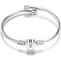 Miniatyrbilde 1 av 4: Initial Letter Cuff Armbånd for Kvinner Jenter Utvidbar Kjærlighet Hjerte Sølv Alfabet Armbånd Familie Mamma Datter Morsdag Valentinsdag Bursdag M
