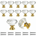 Miniatyrbilde 1 av 5: 12 stk. klare diamantkrystall glassdørhåndtak møbelskuff
