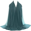 Miniatyrbild 1 av 3: Chiffonscarf för kvinnor - Andningsbar mjuk silkeslen chiffonscarf, lätt luftig damhalsduk, tealgrön