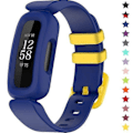 Pikkukuva 1 / 5: Rannekkeet Fitbit Ace 3 -lapsille, silikoniset vedenpitävät rannekorutarvikkeet, urheilukellon rannekkeen vaihto Fitbit Ace 3 -pojille ja -tytöille Blue Yellow Fastener Fitbit Ace 3
