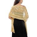 Miniatyrbillede 2 af 4: Sequin Stjerner Måner Sjal og Wraps til Aftendragter, Kvinder Glimmer Sheer Mesh Bryllup Sjal til Aftenfest Gold