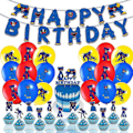 Miniatyrbillede 1 af 5: Poppy Playtime Huggy Wuggy Børnefødselsdagsfest Tilbehør Ballon Banner Kage Dekorationssæt