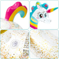 Miniatyrbilde 4 av 7: Unicorn Float Oppblåsbar Bassengring med Glitrende Svømme Sete Båt Svømmebasseng Oppblåsbare Leker Bassengfest Sommerleker