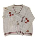 Handgjord Röd Stjärna Folklore Kofta Stjärnbroderad Merch Oversized Söt Handstickad Julsemestertröja L