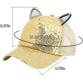 Miniatyrbild 3 av 4: Flickor Pojkar Sparkle Paljetter Baseball Cap Katt Öra Topp Justerbar Solhatt Gold