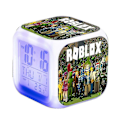 Miniatyrbillede 2 af 2: Roblox Print Digital Vækkeur 7 Farveskiftende Spil Natlys LED Display Sengebordsuret Ornament Hjem Decor Børns Legetøj Gaver A