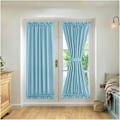 Miniatyrbild 1 av 5: 2-Panel Franska Dörrgardiner, Sekretessgardiner Sidoljuspanel, Mörkläggningsgardiner för Sovrum, med 2 Band, för Framdörr Ingångsdörr Hallfönster Light Blue Width132cm x Height183cm
