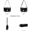 Miniatyrbild 6 av 6: Läder Crossbody Väska för Kvinnor Liten Axelväska med Justerbar Rem Trendig Designer Handväskor svart