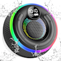 Miniatyrbild 1 av 6: Portabel Bluetooth-högtalare, Duschhögtalare, Vattentät IPX7, Bluetooth Musikbox med Ljus, LED-Display, Handsfree-funktion