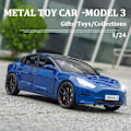 Miniatyrbild 2 av 8: 1/24 Skalig Diecast Bilmodell 3, Legering Diecast Leksaksbilar Drag tillbaka Leksaker med Ljud & Ljus, Fordon Leksaker för Barn Present Bilälskare Samling blå