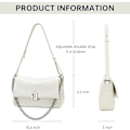 Miniatyrbild 5 av 6: Läder Crossbody Väska för Kvinnor Liten Axelväska med Justerbar Rem Trendig Designer Handväskor vit