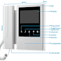 Miniatyrbild 4 av 5: 4,3 Tums Trådbunden Videodörrtelefon System Visuell Intercom Dörrklocka Med 1 Monitor + 1 * 700TVL Utomhuskamera För Hemövervakning
