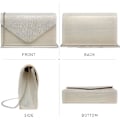 Miniatyrbild 3 av 6: Damkvällsklänning Frosted Satin Clutch Väska Crossbody Handväskor Fest Bal Bröllop Kuvert Champagne