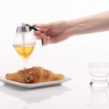 Miniatyrbillede 5 af 5: Honningpære/honningdispenser med fod, bikubemønster, glas/plast, deluxe, transparent/sølv