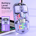 Miniatyrbillede 5 af 6: Transparent trådløs mus 3 tilstande (BT5.1/BT5.1/2.4G) Bluetooth mus lydløs genopladelig silm bærbar mus white