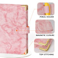 Miniatyrbild 4 av 5: Läder A6-pärm 6 runda ringpärmar Planner Notebook Cover för A5-fyllpapper (inre papper ingår ej) Marmorrosa